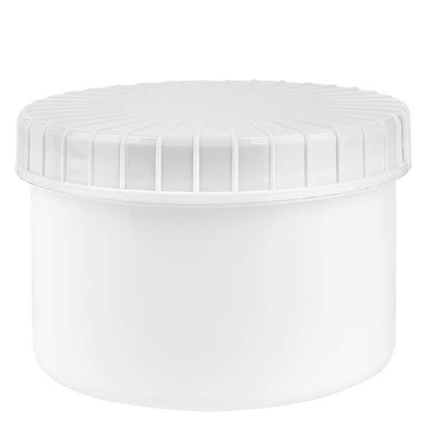 Bungalow fluit slepen Kunststof pot 250 ml wit met geribbeld witte schroefdeksel van PE, type  sluiting Standaard | gegroefde sluiting | Schroefdozen | Kunststof  producten | Glazen-en-Potten.nl