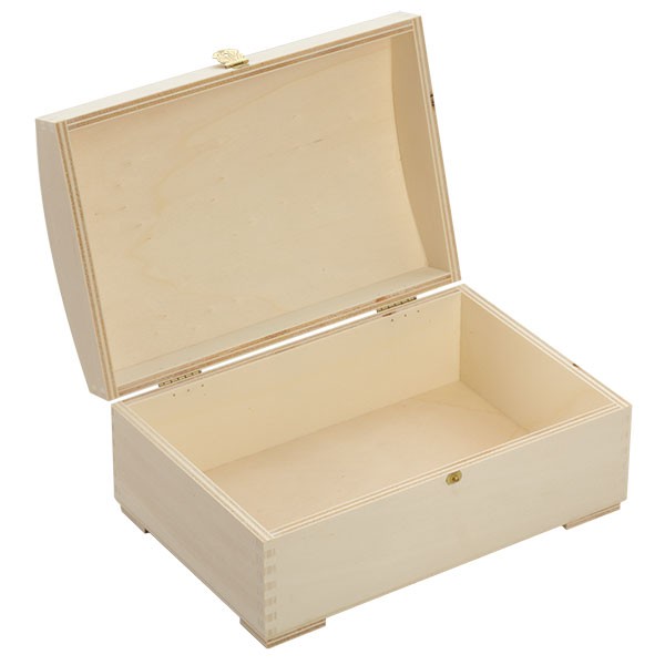 Houten box (kist) met gewelfd deksel 26x17x11cm (populier triplex