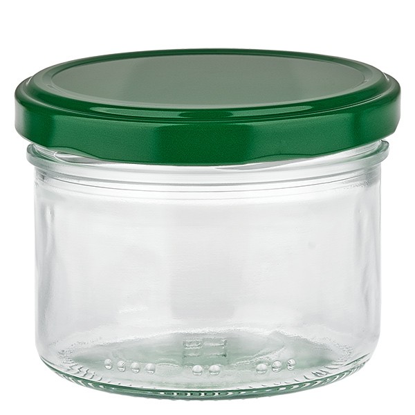 230 ml cilinderglas + BasicSeal deksel groen UN..